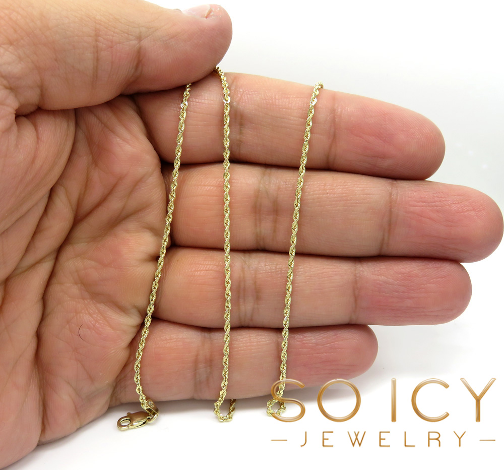 Buy 14k Yellow Gold Skinny Diamond Cut Rope Chain 16-24 Inch 1.30
